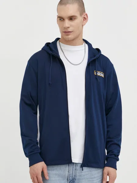 Mikina adidas Originals s kapucí s aplikací modrá