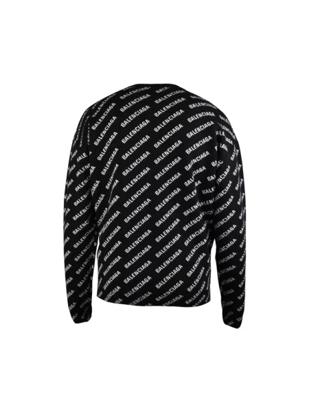 Dzianinowy sweter Balenciaga z logo czarny