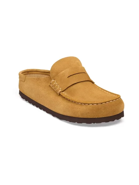 Klapki Birkenstock zamszowe brązowe