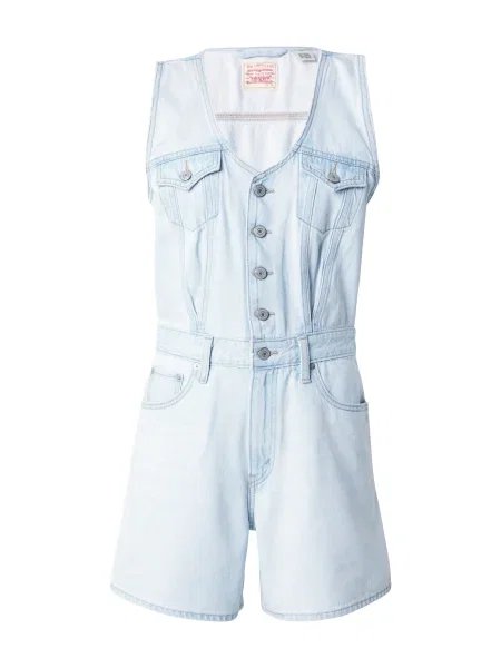 Levi's salopetă din denim VEST ROMPER cu decolteu in v albastru