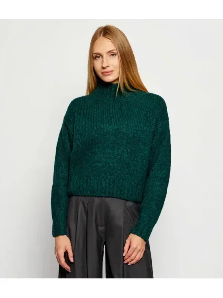 Pulover Marc Cain de lână cu guler înalt verde