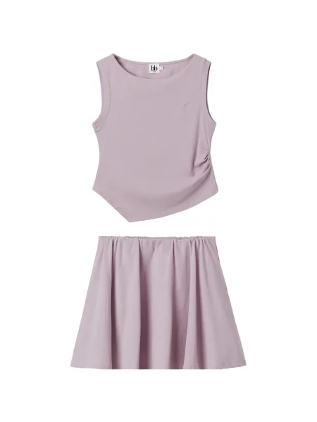 Fusta mini B+ab cu decolteu rotund în linie A violet