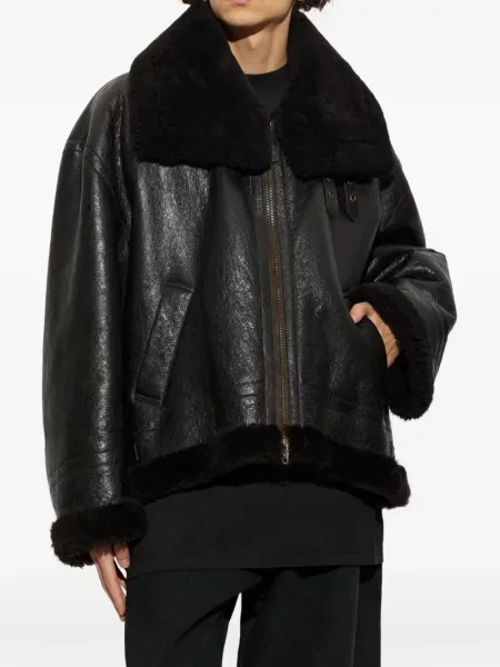 Geacă Balenciaga cu guler înalt maro