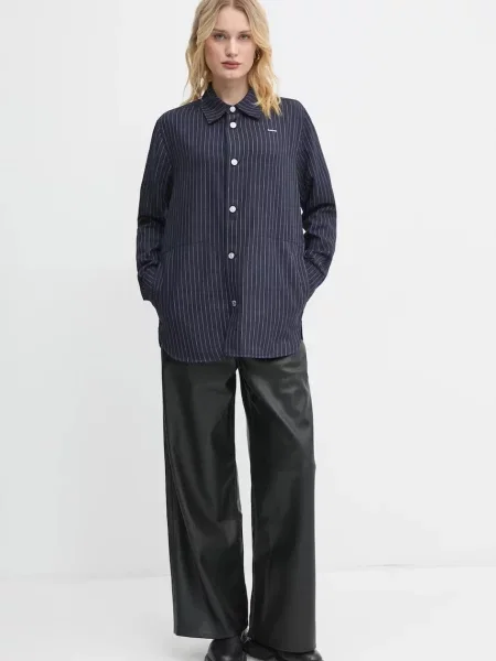 Сорочка з домішкою вовни G-Star regular класичний комір синій