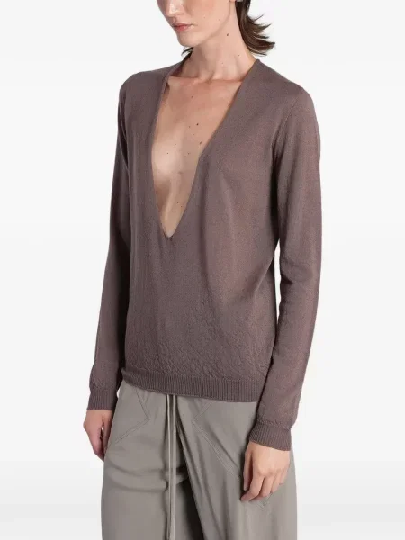 Pulover Rick Owens cu decolteu în V maro