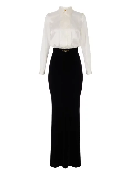 Maksi sukienka maxi Elisabetta Franchi plisowana garniturowa