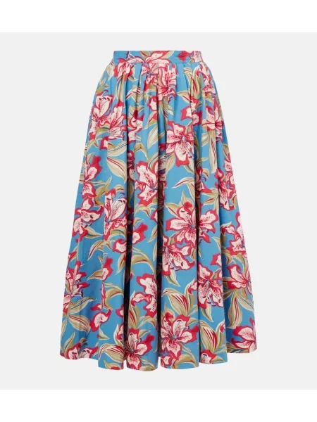 Fustă midi Polo Ralph Lauren cu model floral până la genunchi albastru
