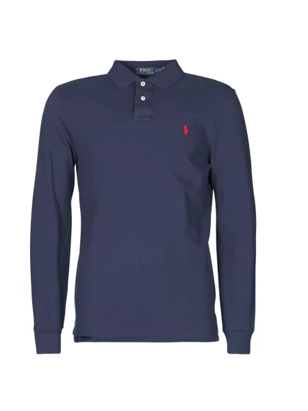 Polo majica Polo Ralph Lauren z dolgimi rokavi z mrežo modra
