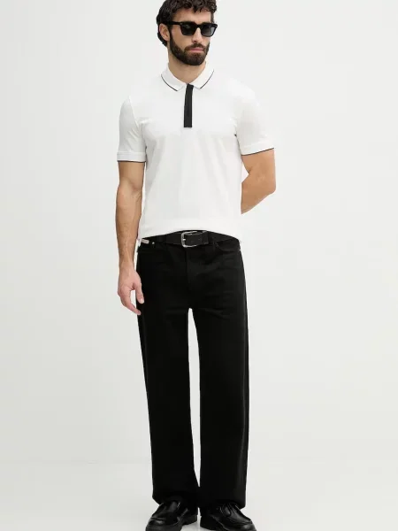 Tricou polo Armani Exchange alb