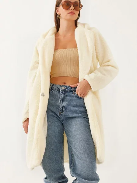 Bianco Lucci Palton de primăvară-toamnă deschis bej