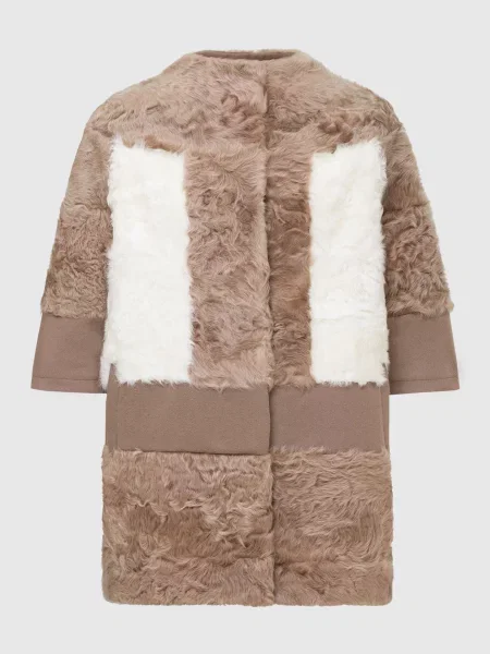 Пальто з хутром ягняти Florence Mode бежеве