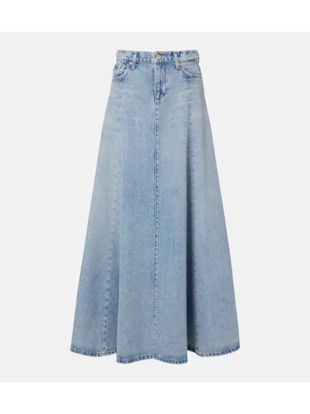 Maksi spódnica jeansowa 7 For All Mankind z wysoką talią niebieska