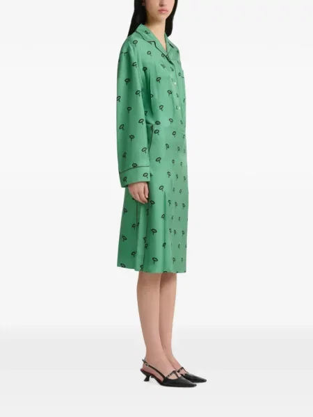 Fustă midi Marni de mătase cu model floral cu imagine verde