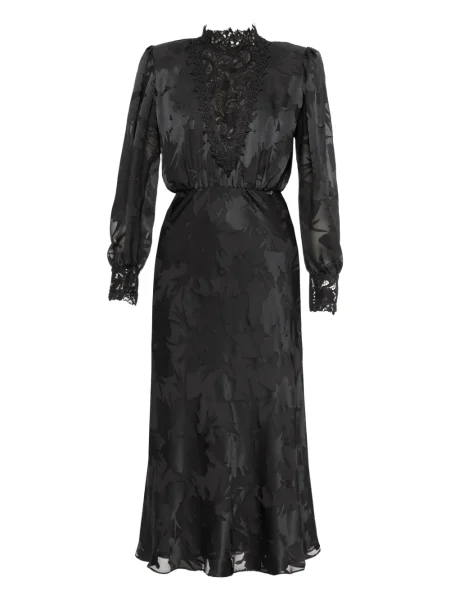 Rochie midi Nissa din dantelă până la genunchi de costum negru
