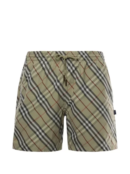 Slip de baie Burberry în carouri verde