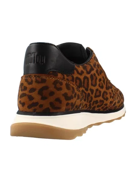 Sneakerși Fitflop din piele de căprioară cu model leopard retro