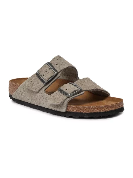 Klapki Birkenstock zamszowe szare