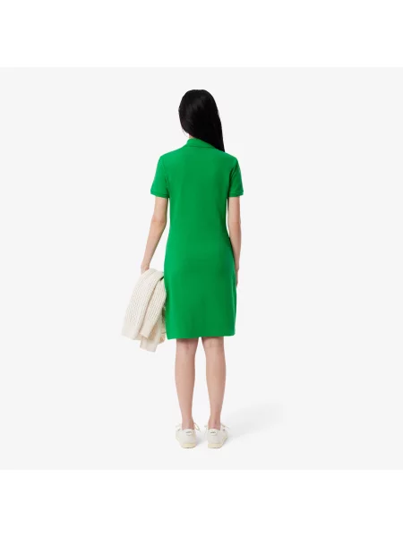 Lacoste Sukienka Polo Slim Fit Stretch Mini Piqué zielona