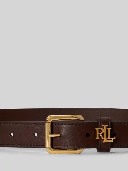 Pasek z naturalnej skóry z detalem z logo Lauren Ralph Lauren