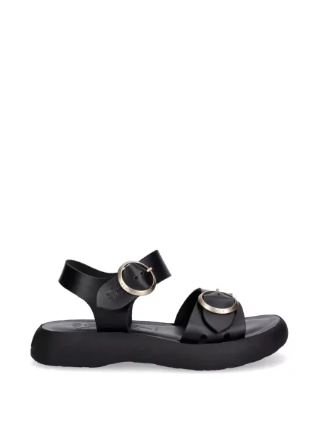 Sandale Fly London din piele cu cataramă negru