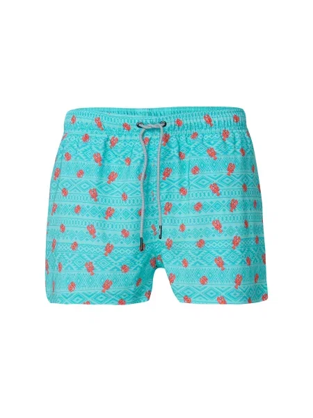 KOROSHI Șorturi de baie turcoaz / azuriu rubiniu roșu