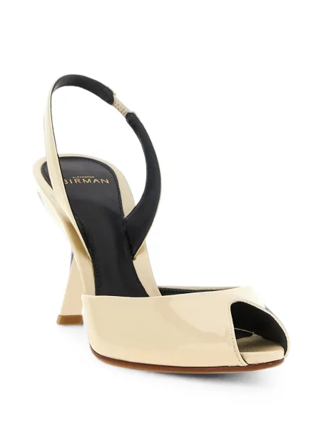 Pantofi cu toc Alexandre Birman din piele de lac slingback alb