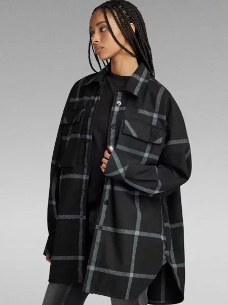 Картата сорочка G-star Raw чорна