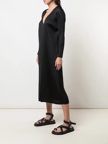 Lung rochie midi Pleats Please Issey Miyake negru