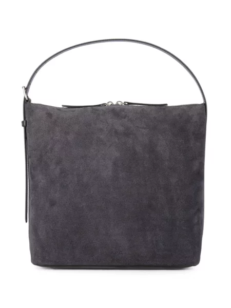 Geantă shopper A.p.c. din piele de căprioară gri