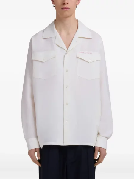 Košile Marni s našívanými kapsami bílá