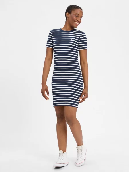 Tommy Hilfiger Sukienka codzienna New Cody Granatowy biała