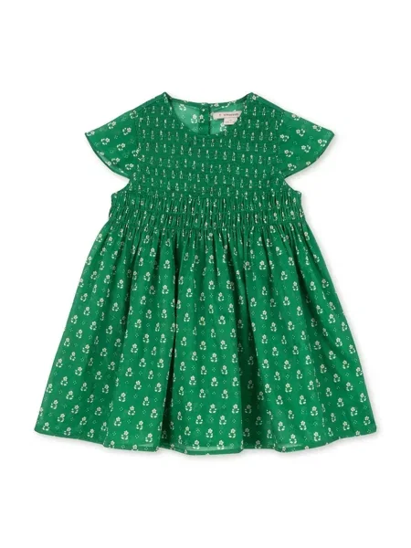 Konges Sløjd Dětské šaty CAMI SMOCK DRESS GOTS zelené