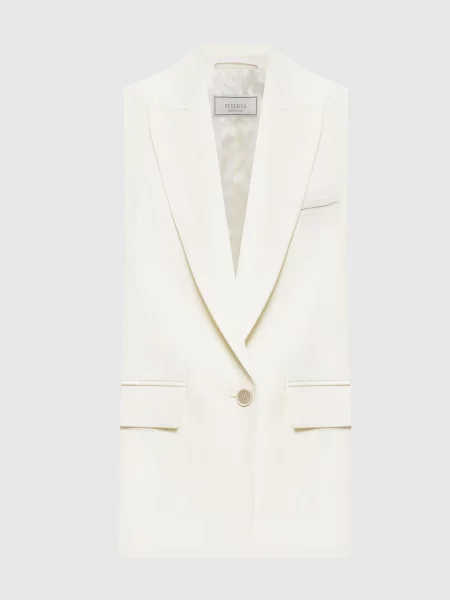 Жилет кольору айворі з льону Peserico бежевий