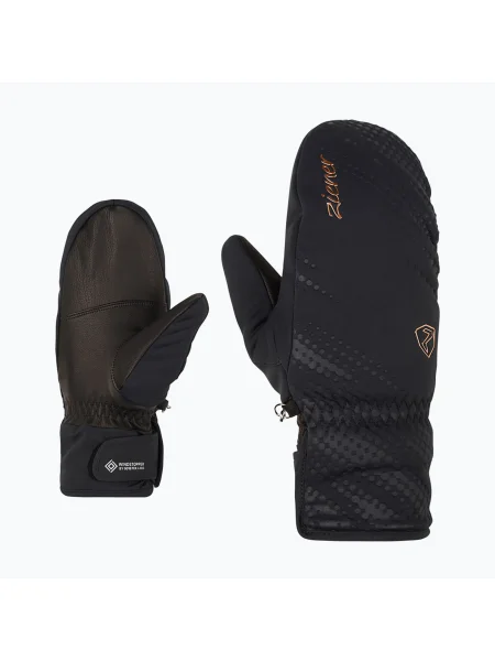 Női sí kesztyű ZIENER Karoia WS PR Mitten fekete/rózsaszín metál kesztyű. Méret: fekete