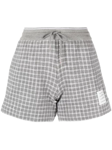 Pantaloni scurți Thom Browne în carouri din tweed gri