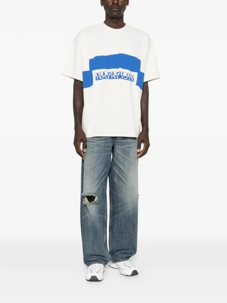 Tricou Napapijri cu decolteu rotund alb