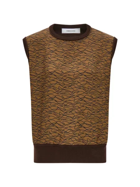 Top Ferragamo de mătase maro
