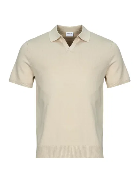 Polo majica Selected s kratkimi rokavi bež