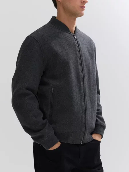 Шерстяной бомбер Reserved серый