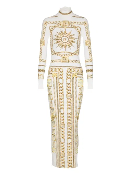 Rochie Balmain cu imagine de costum alb