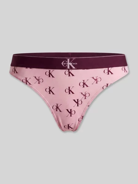 Stringi z wzór na całej powierzchni model THONG' Calvin Klein Underwear różowe