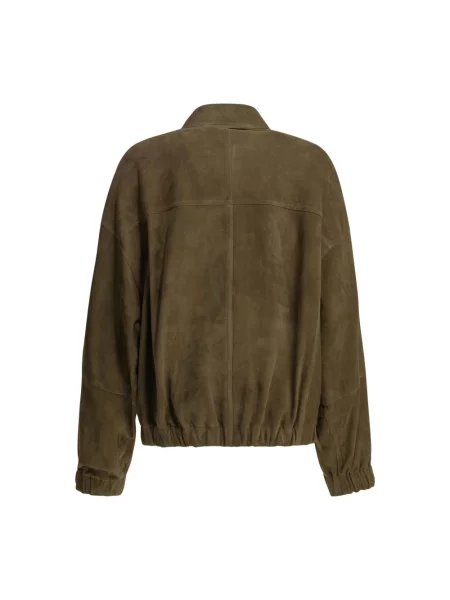 Kurtka bomber Brunello Cucinelli zamszowy zielony
