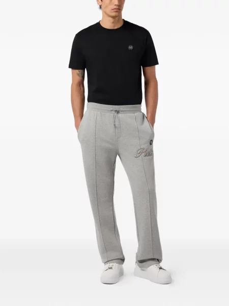 Pantaloni Philipp Plein cu autograf gri