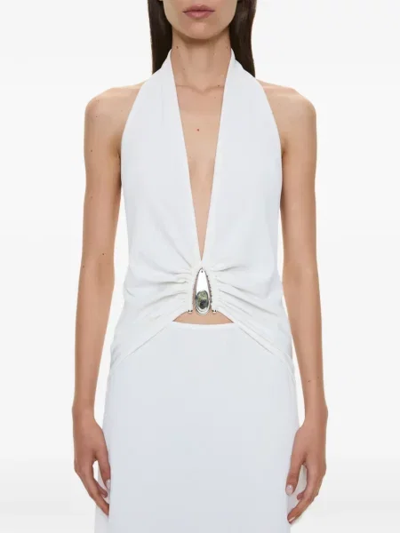 Rochie Christopher Esber cu gât halter alb