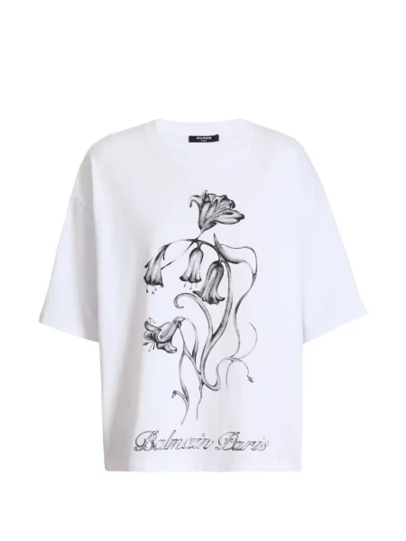 Tricou Balmain cu model floral cu imagine alb