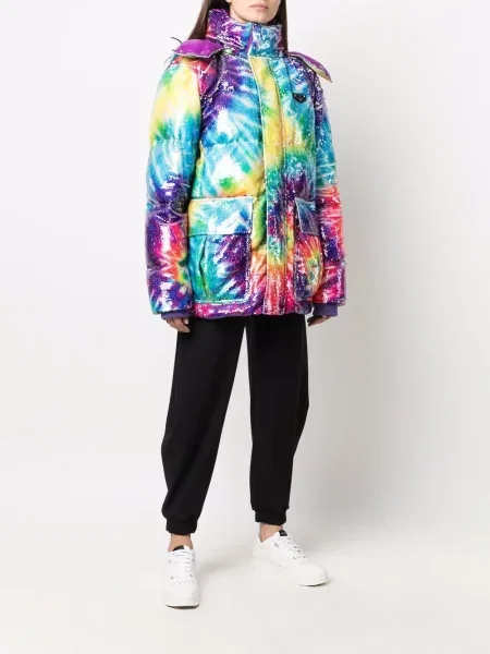 Płaszcz Philipp Plein z nadrukiem ocieplany niebieski