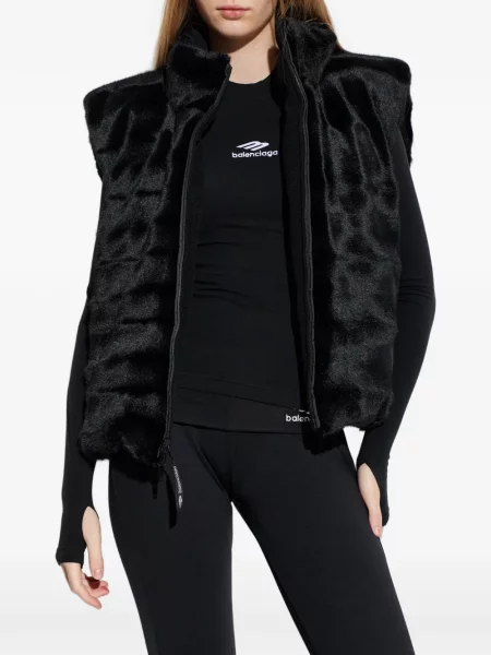 Vestă Balenciaga cu blană negru