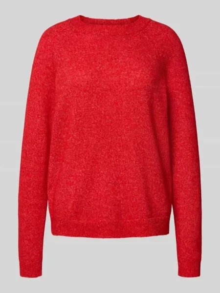 Sweter z dzianiny o kroju regular fit z raglanowymi rękawami model ‘JULIANA’ Pieces czerwony
