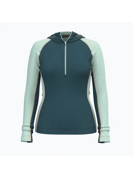 Bluză termoactivă pentru femei Smartwool Classic Thermal Merino Base Layer Zip Hoodie Boxed twilight/arctic green verde