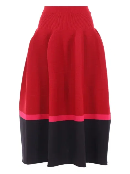 Dzianinowa spódnica Cfcl dzwony prążkowana czerwona